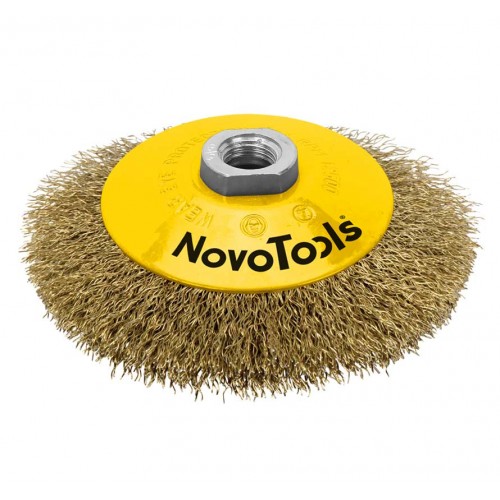 Щётка конусная NovoTools, гофр. латунь, 100 мм